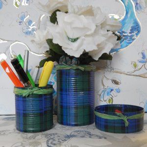 3 piece Plaid desk set